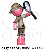 Pink Explorer Ranger Man Inspecting With Large Magnifying Glass Facing Up