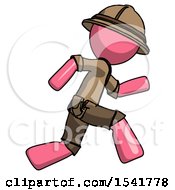 Poster, Art Print Of Pink Explorer Ranger Man Running Fast Right