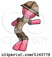 Pink Explorer Ranger Man Sneaking While Reaching For Something