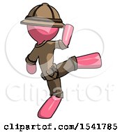 Poster, Art Print Of Pink Explorer Ranger Man Kick Pose