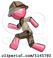 Poster, Art Print Of Pink Explorer Ranger Man Running Fast Left