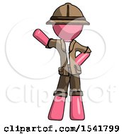Poster, Art Print Of Pink Explorer Ranger Man Waving Right Arm With Hand On Hip