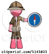 Poster, Art Print Of Pink Explorer Ranger Man Holding A Large Compass