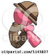 Pink Explorer Ranger Man Sitting With Head Down Facing Sideways Right