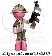 Poster, Art Print Of Pink Explorer Ranger Man Holding Tommygun
