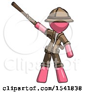 Poster, Art Print Of Pink Explorer Ranger Man Bo Staff Pointing Up Pose