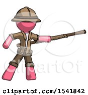 Poster, Art Print Of Pink Explorer Ranger Man Bo Staff Pointing Right Kung Fu Pose