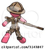 Poster, Art Print Of Pink Explorer Ranger Man Bo Staff Action Hero Kung Fu Pose