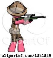 Poster, Art Print Of Pink Explorer Ranger Man Shooting Sniper Rifle