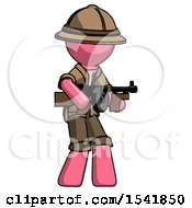Poster, Art Print Of Pink Explorer Ranger Man Tommy Gun Gangster Shooting Pose