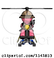 Pink Explorer Ranger Man Flying In Gyrocopter Front View