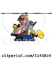Pink Explorer Ranger Man Flying In Gyrocopter Front Side Angle View