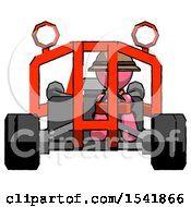 Poster, Art Print Of Pink Explorer Ranger Man Riding Sports Buggy Front View