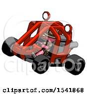 Poster, Art Print Of Pink Explorer Ranger Man Riding Sports Buggy Side Top Angle View