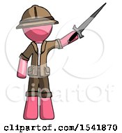 Poster, Art Print Of Pink Explorer Ranger Man Holding Sword In The Air Victoriously