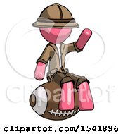 Poster, Art Print Of Pink Explorer Ranger Man Sitting On Giant Football