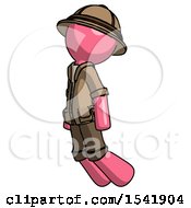 Poster, Art Print Of Pink Explorer Ranger Man Floating Through Air Left