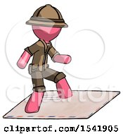 Poster, Art Print Of Pink Explorer Ranger Man On Postage Envelope Surfing