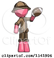 Poster, Art Print Of Pink Explorer Ranger Man Holding Football Up