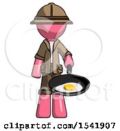 Poster, Art Print Of Pink Explorer Ranger Man Frying Egg In Pan Or Wok