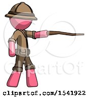 Poster, Art Print Of Pink Explorer Ranger Man Pointing With Hiking Stick
