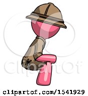 Poster, Art Print Of Pink Explorer Ranger Man Squatting Facing Right