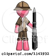 Pink Explorer Ranger Man Holding Large Pen