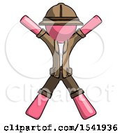 Poster, Art Print Of Pink Explorer Ranger Man Jumping Or Flailing