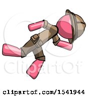 Poster, Art Print Of Pink Explorer Ranger Man Running While Falling Down