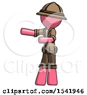 Poster, Art Print Of Pink Explorer Ranger Man Presenting Something To His Right