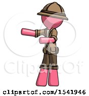Pink Explorer Ranger Man Presenting Something To His Right