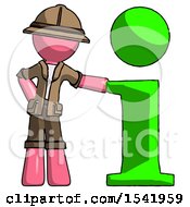 Poster, Art Print Of Pink Explorer Ranger Man With Info Symbol Leaning Up Against It