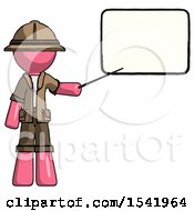 Poster, Art Print Of Pink Explorer Ranger Man Giving Presentation In Front Of Dry-Erase Board