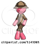 Poster, Art Print Of Pink Explorer Ranger Man Man Walking Turned Left Front View