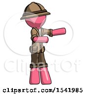 Poster, Art Print Of Pink Explorer Ranger Man Presenting Something To His Left