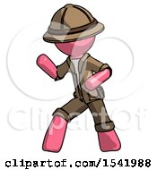 Poster, Art Print Of Pink Explorer Ranger Man Martial Arts Defense Pose Left