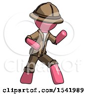 Pink Explorer Ranger Man Martial Arts Defense Pose Right