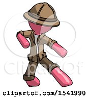 Pink Explorer Ranger Man Karate Defense Pose Right