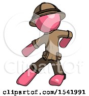 Poster, Art Print Of Pink Explorer Ranger Man Karate Defense Pose Left