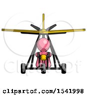 Pink Design Mascot Man In Ultralight Aircraft Front View