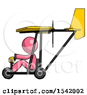 Pink Design Mascot Man In Ultralight Aircraft Side View