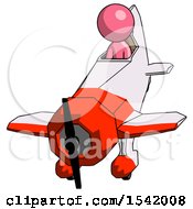 Poster, Art Print Of Pink Design Mascot Man In Geebee Stunt Plane Descending Front Angle View