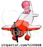 Pink Design Mascot Man In Geebee Stunt Plane Descending Front Angle View