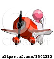 Poster, Art Print Of Pink Design Mascot Man Flying In Geebee Stunt Plane Viewed From Below