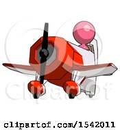 Poster, Art Print Of Pink Design Mascot Woman Flying In Geebee Stunt Plane Viewed From Below