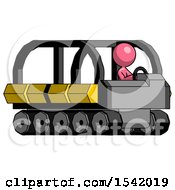 Poster, Art Print Of Pink Design Mascot Woman Driving Amphibious Tracked Vehicle Side Angle View