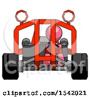 Poster, Art Print Of Pink Design Mascot Woman Riding Sports Buggy Front View