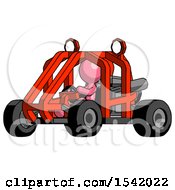 Poster, Art Print Of Pink Design Mascot Man Riding Sports Buggy Side Angle View