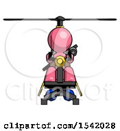 Pink Design Mascot Man Flying In Gyrocopter Front View