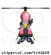 Pink Design Mascot Woman Flying In Gyrocopter Front View